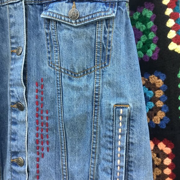 Slow-fashion Grannycore Denim & Crocheted Jacket - Picture 8 of 8